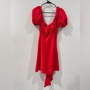 Dolls Kill Sugar Thrillz Red Dolled Up Satin Puff Sleeves Mini Dress Size XL